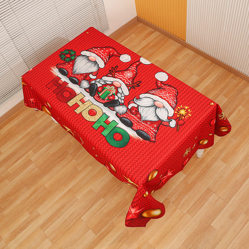 Christmas Tablecloth with Santa Figures and Festive Lettering | Stain-Resistant Fabric, Wipe or Machine Wash | 7 Designs