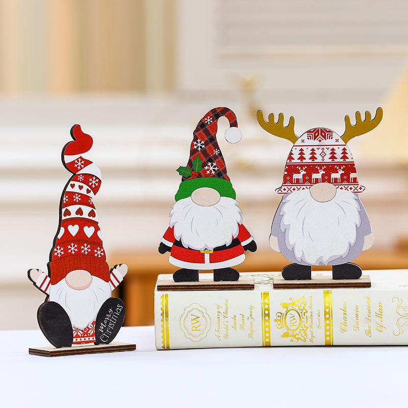 Wooden Santa Figures for Mantel and Tabletop | Detailed Hat with Winter Motifs | Christmas Decorations in Four Designs