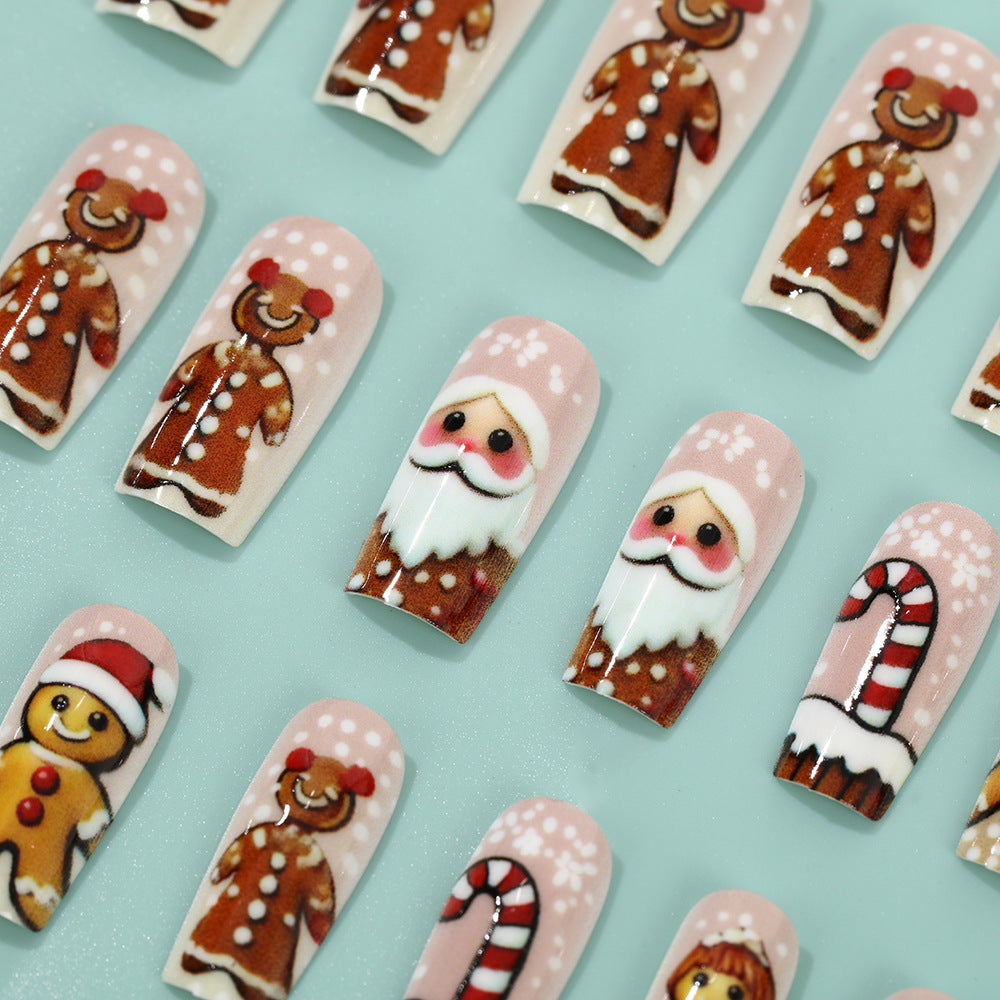 Festive Nails with Cute Christmas Motifs | Fake Nail Set in White with Double Sided Adhesive | Xmas Manicure for Parties
