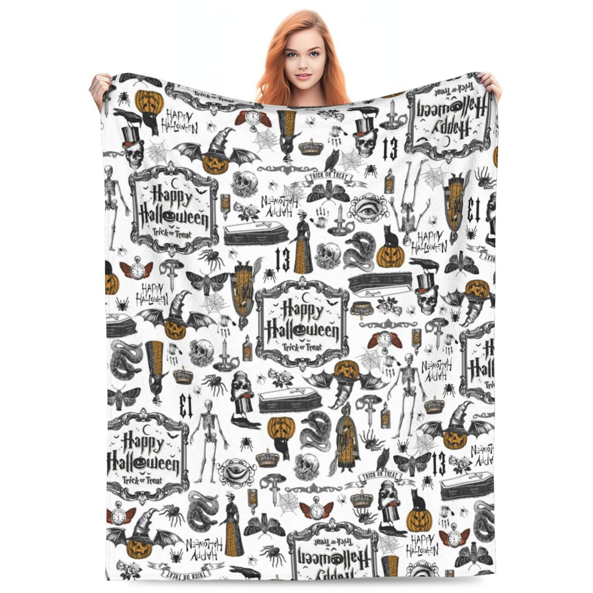 Halloween Throw Blanket | Available in 5 Colors and 3 Sizes | Soft Fleece for Sofas, Beds, and Movie Nights
