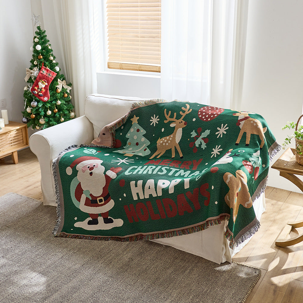 Christmas Blanket with Santa, Snowmen and Gingerbread | Soft Warm Throw for Sofa or Bed | Machine Washable, Five Designs