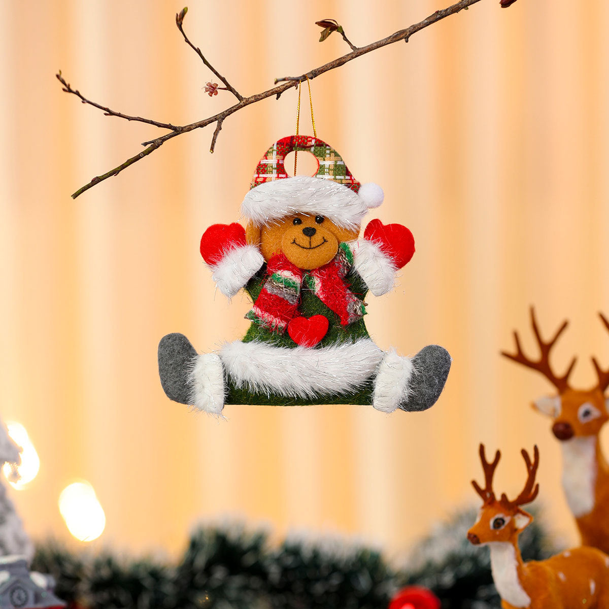 Felt Christmas Angel Ornaments with Red Hat, Wings and Star Details | Hanging String Included | Twenty Designs for Tree or Gift Wrap