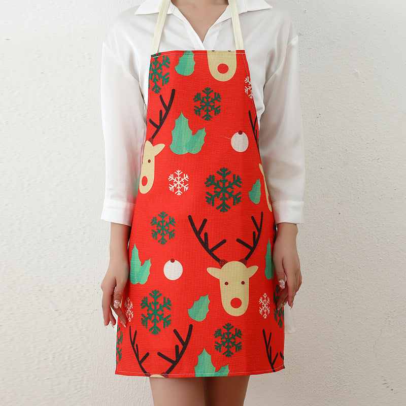 Xmas Aprons with a Santa Face and Belt Buckle Print | Adjustable Neck Strap and Long Waist Ties | Wipe-Clean Fabric, 4 Designs
