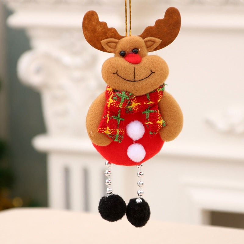Hanging Santa Ornaments in Durable Felt | Bright Red Outfit with a Plaid Hat | Compact Christmas Decorations with a Loop