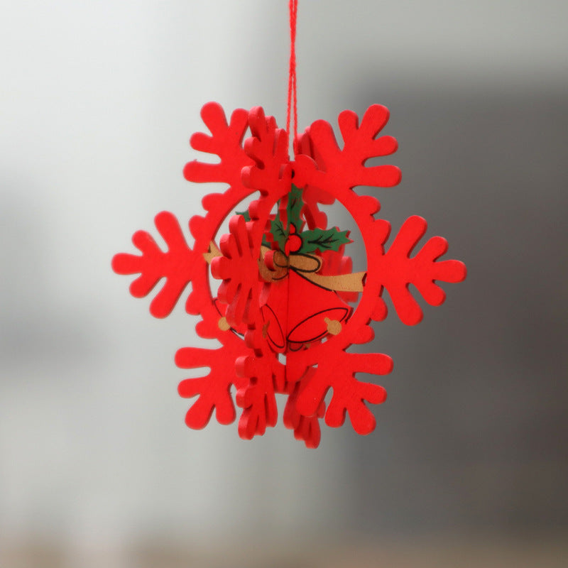 Wooden Christmas Tree Ornaments with Santa and Snowman Art | Red Ribbon for Hanging | Eight Designs for Wall or Table