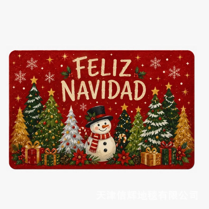 Xmas Door Mat with Santa in His Sleigh | Merry Christmas Welcome Rug in Two Sizes | Festive Holiday Porch Decor
