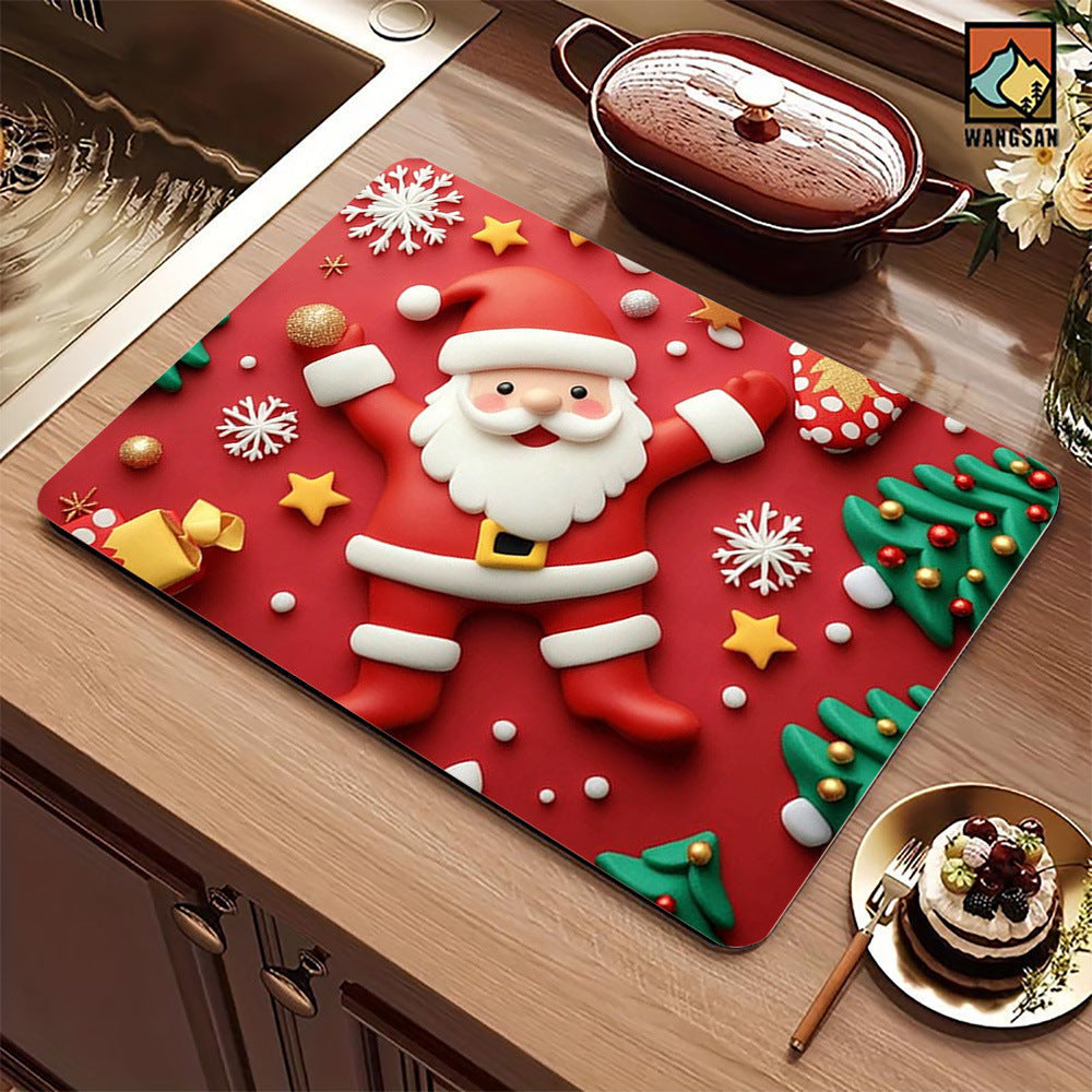 Festive Christmas Kitchen Rug with Holiday Print | Non-Slip Indoor Mat, Easy to Wipe Clean | Seasonal Floor Decor for Sinks