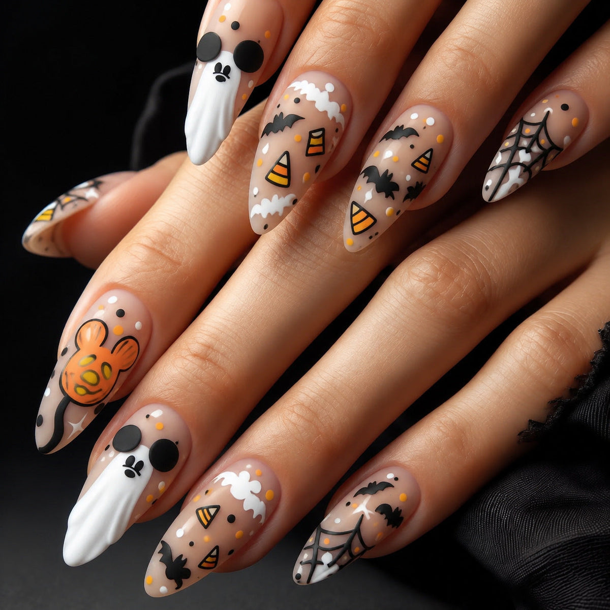 Halloween Press-On Nails | Available in White, Transparent | Glue-Free Application in Minutes for Parties and Nights Out