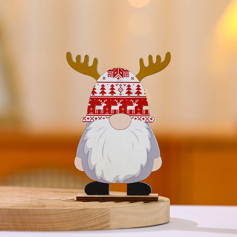 Wooden Santa Figures for Mantel and Tabletop | Detailed Hat with Winter Motifs | Christmas Decorations in Four Designs