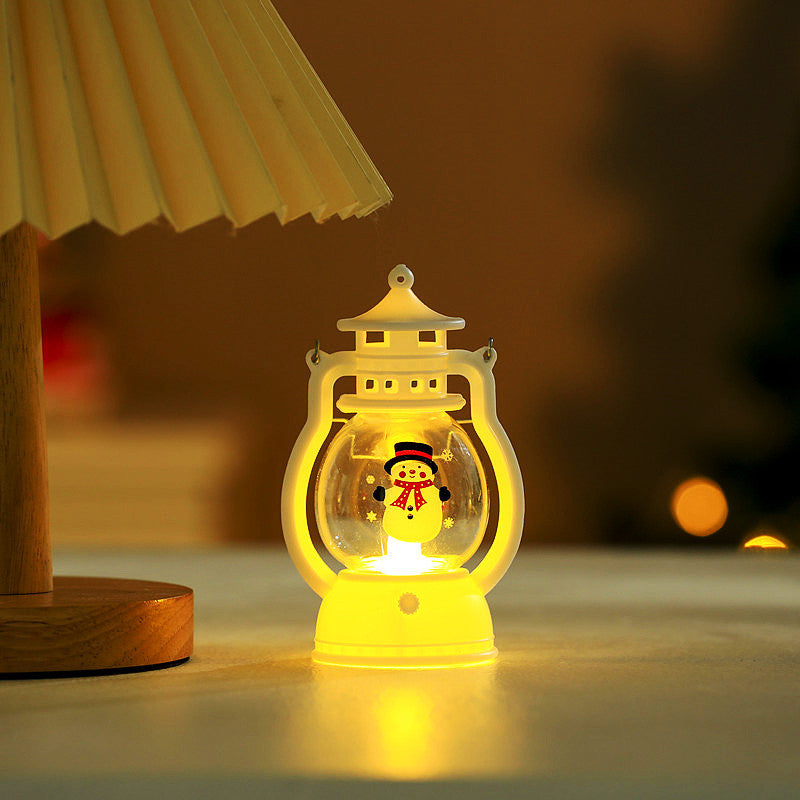 Santa Claus Christmas Decorations in a Small Oil Lamp Lantern | Energy Saving LED Light | Indoor or Outdoor Festive Accent