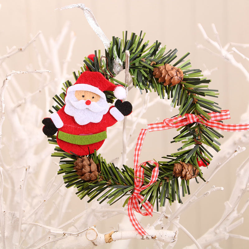 Christmas Wreath with a Snowman and Pinecone Trim | Artificial Foliage Base with a Hanging Loop | 4 Designs for Door or Table