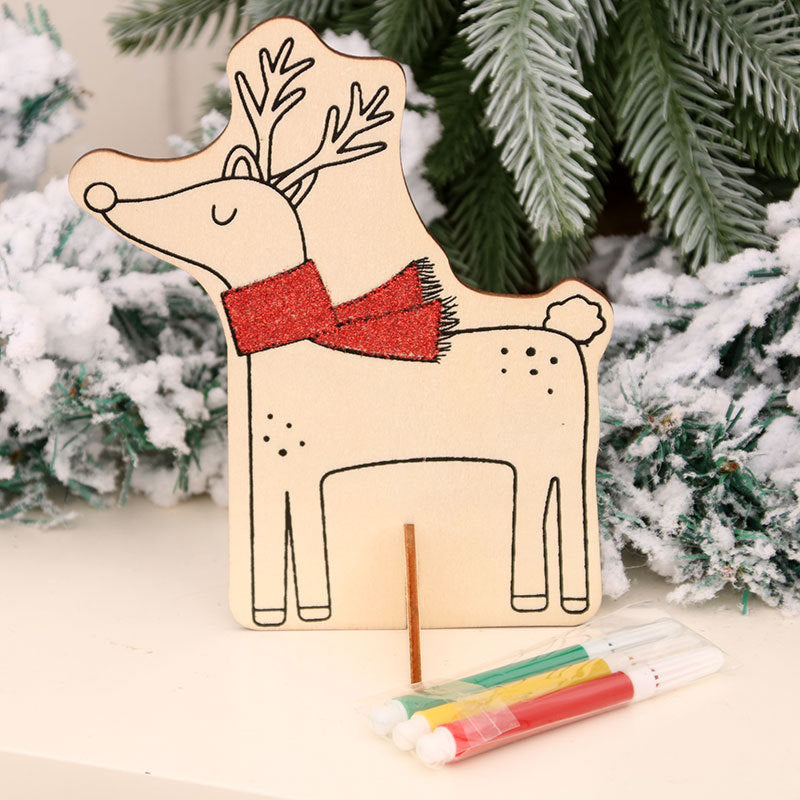 Wooden Christmas Ornaments Craft Set with Color Markers | Blank Elf and Character Cutouts to Decorate | Two Designs for Family Crafting