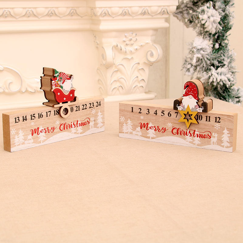 Wooden Advent Calendar with Santa in a Sleigh and Numbered Blocks | Countdown Display for Shelves and Mantels | 2 Designs