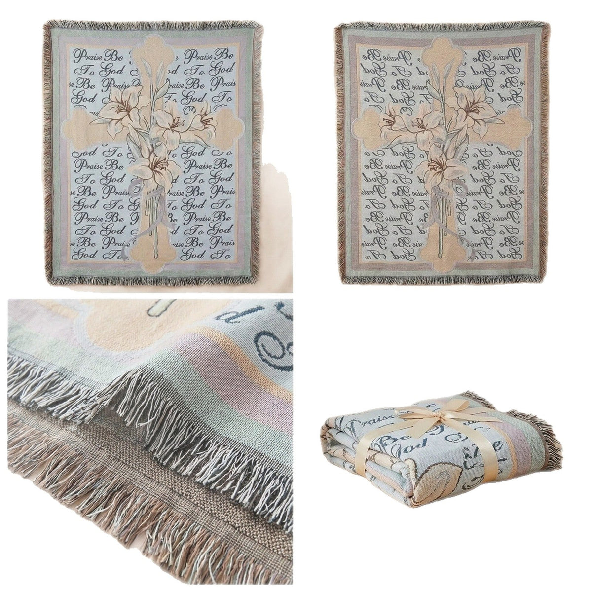 Woven Floral Tapestry Throw with Fringed Edge | Warm Blanket for Sofa and Bed, 51 x 63 in | Machine Washable