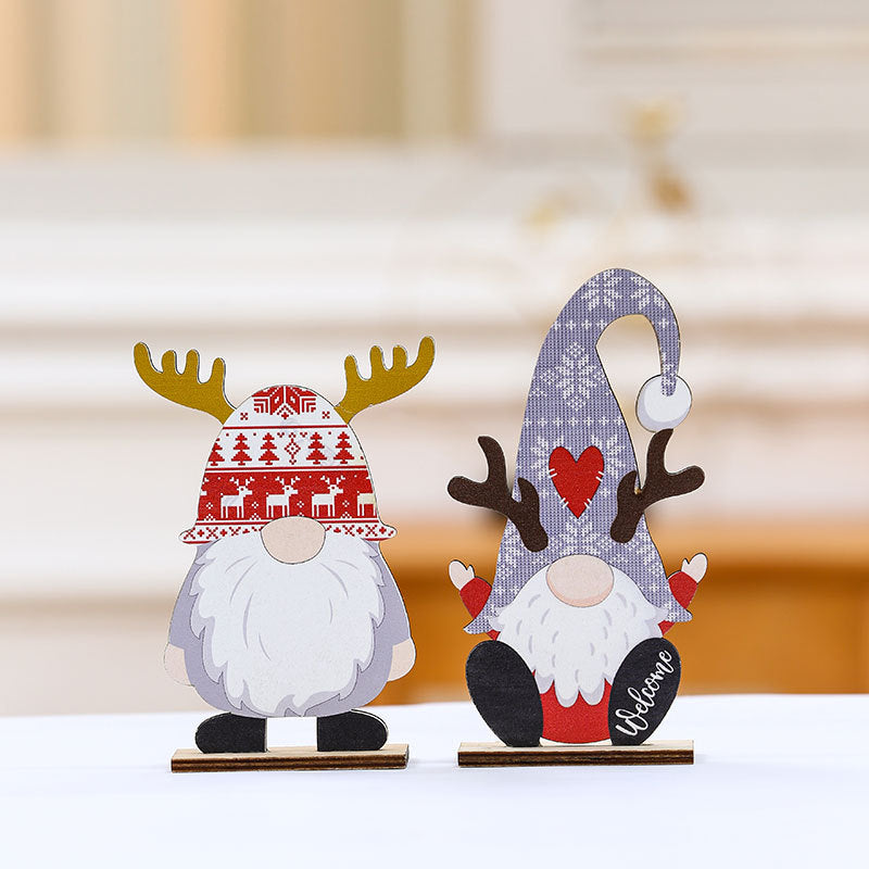 Wooden Santa Figures for Mantel and Tabletop | Detailed Hat with Winter Motifs | Christmas Decorations in Four Designs