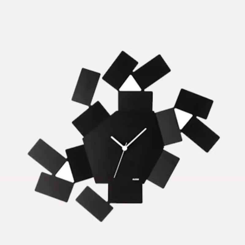 Modern Wall Clock with Scattered Geometric Plates | Minimalist Dial and Clear Hour Hands | 2 Colors