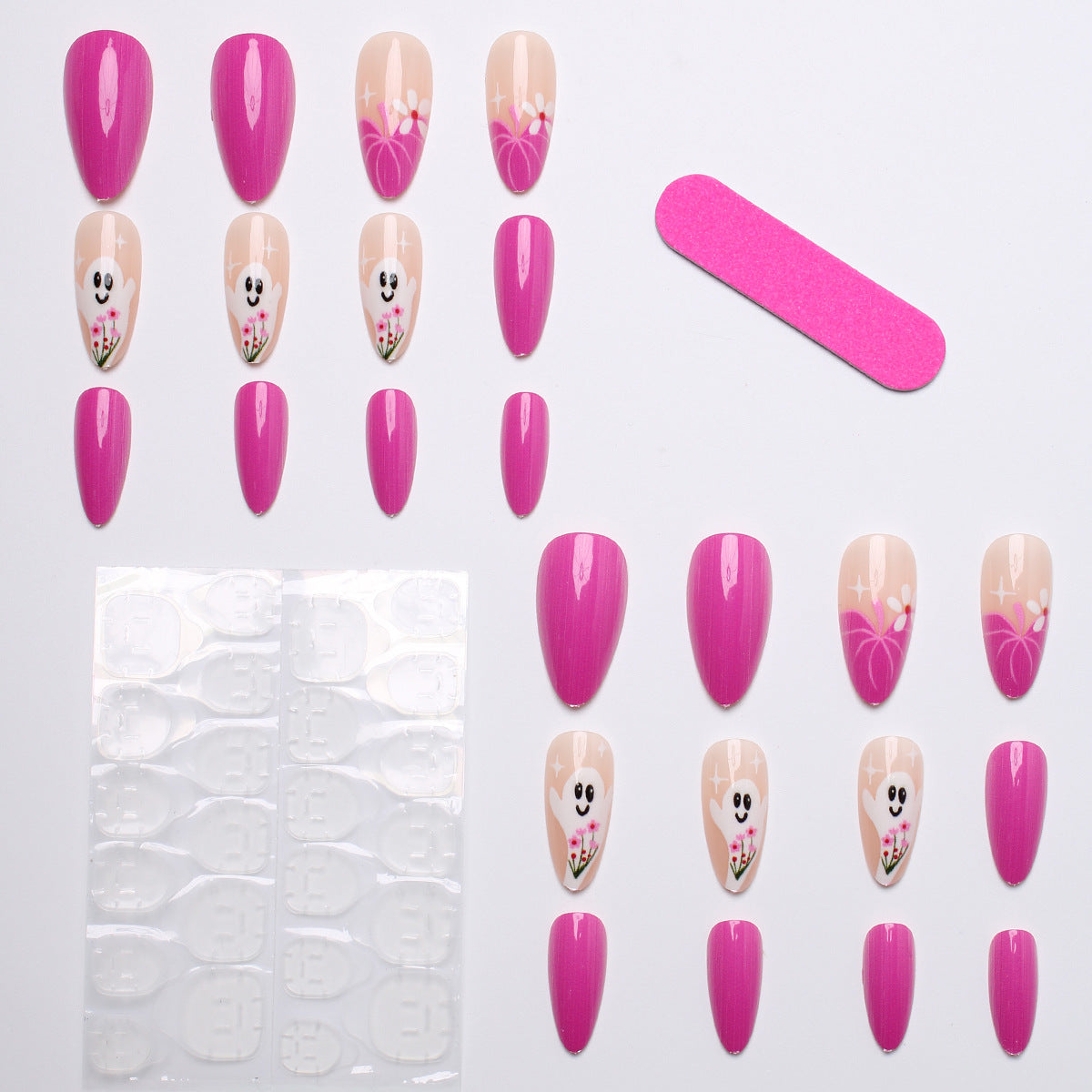 Halloween Ghost Press-On Nails | Available in White | Glue-Free Application in Minutes for Parties and Nights Out