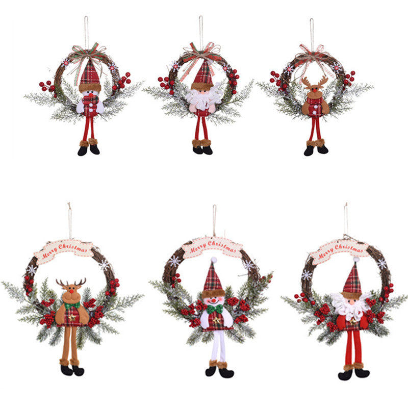Christmas Wreath with a Santa Motif and Holly Accents | Greenery Base and a Ready-to-Hang Loop | 6 Colorways