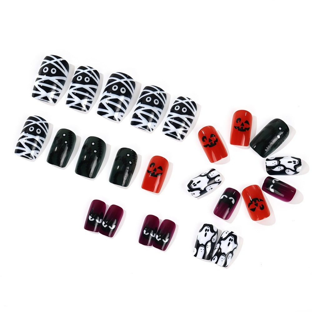 Halloween Press-On Nails | Available in White, Transparent | Glue-Free Application in Minutes for Parties and Nights Out