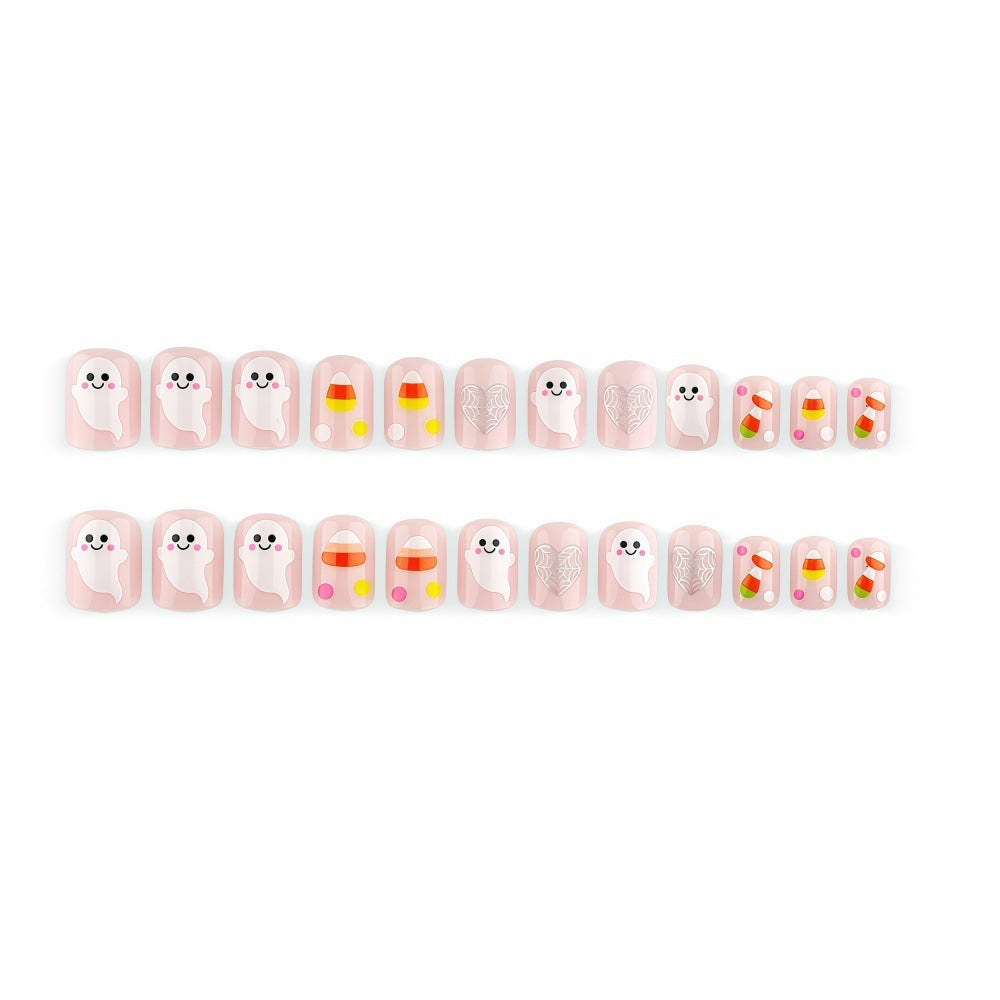 Halloween Ghost Press-On Nails | Available in Yellow | Glue-Free Application in Minutes for Parties and Nights Out