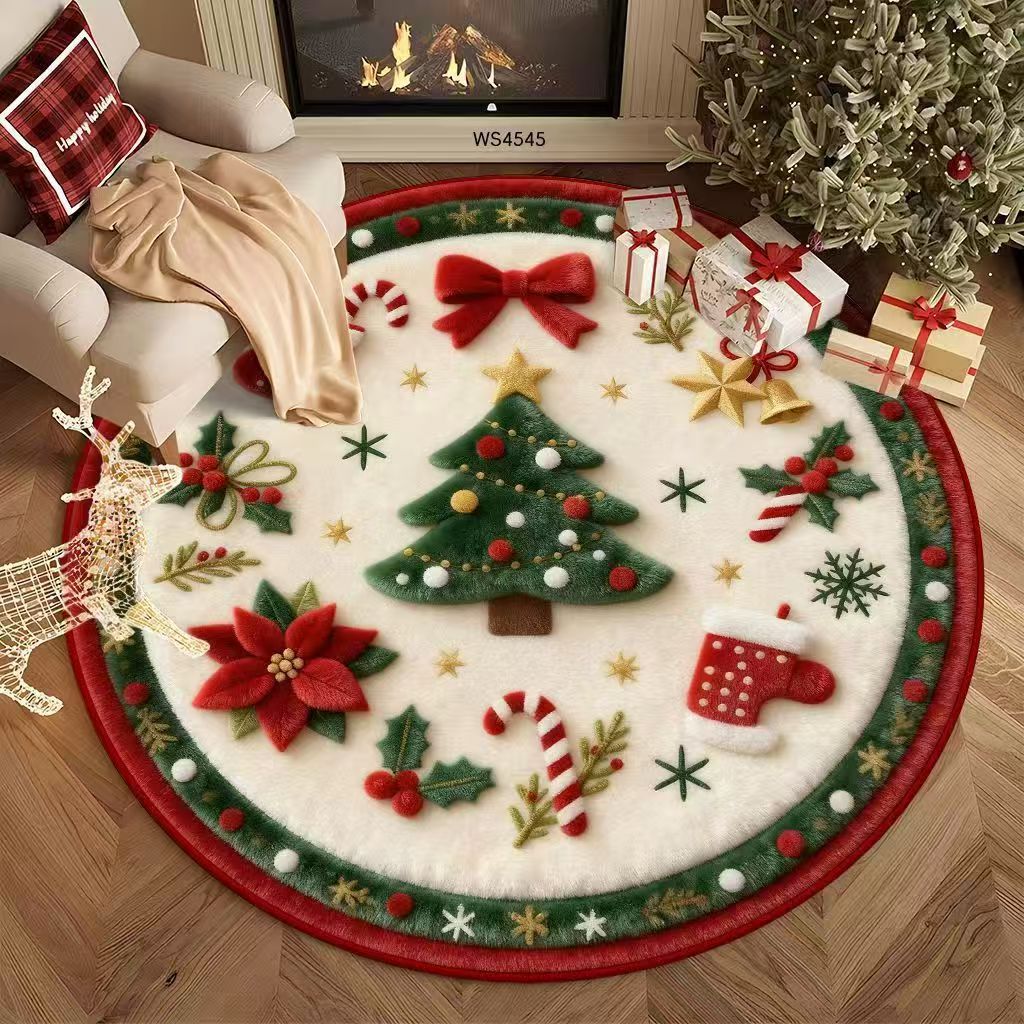 Christmas Rug with Decorated Tree, Gifts and Santa | Ultra-Soft Festive Area Mat | Three Sizes from 15.75 x 23.62 in