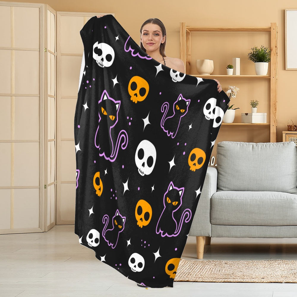 Halloween Throw Blanket | Available in White | Soft Fleece for Sofas, Beds, and Movie Nights
