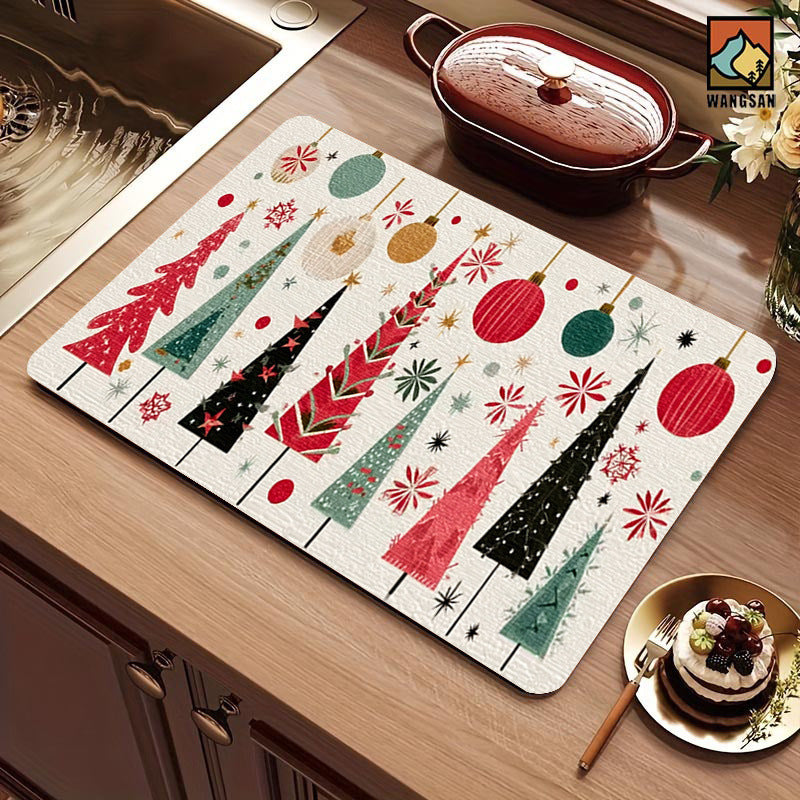 Festive Christmas Kitchen Rug with Holiday Print | Non-Slip Indoor Mat, Easy to Wipe Clean | Seasonal Floor Decor for Sinks