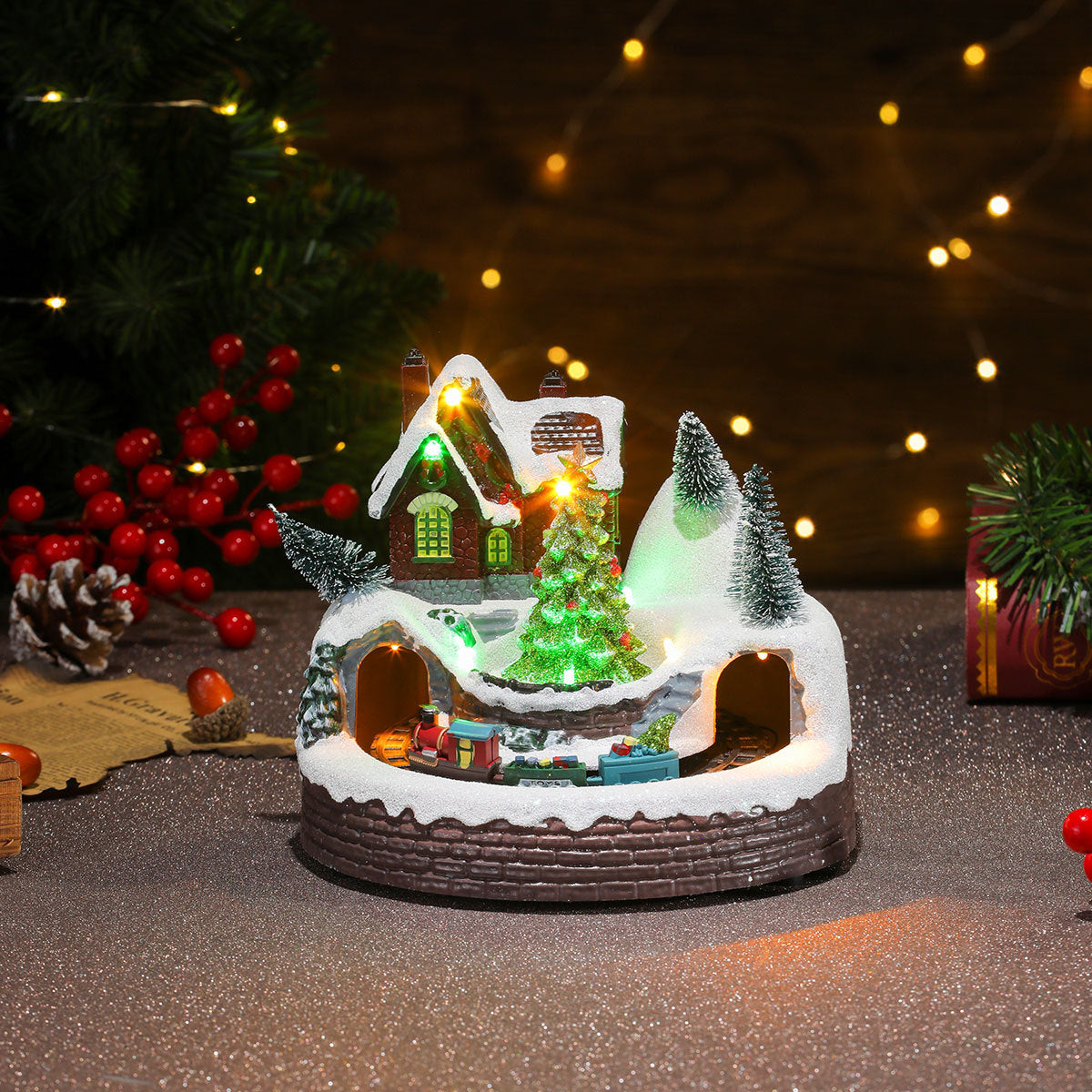 Light Up Snowman Figurine with a Classic Top Hat and Scarf | 11.8 in Tall, Battery Powered | Warm Glow for Mantel Displays