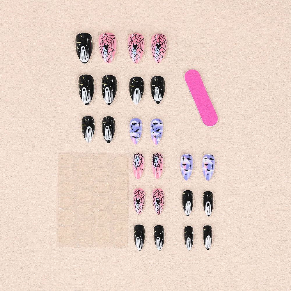 Halloween Press-On Nails | Available in Transparent, White | Glue-Free Application in Minutes for Parties and Nights Out