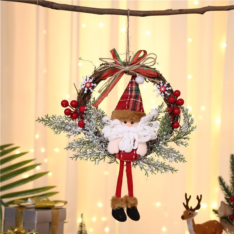 Christmas Wreath with a Felt Reindeer Face and Red Berries | Hanging Loop for Doors and Sheltered Porches | 16 Designs