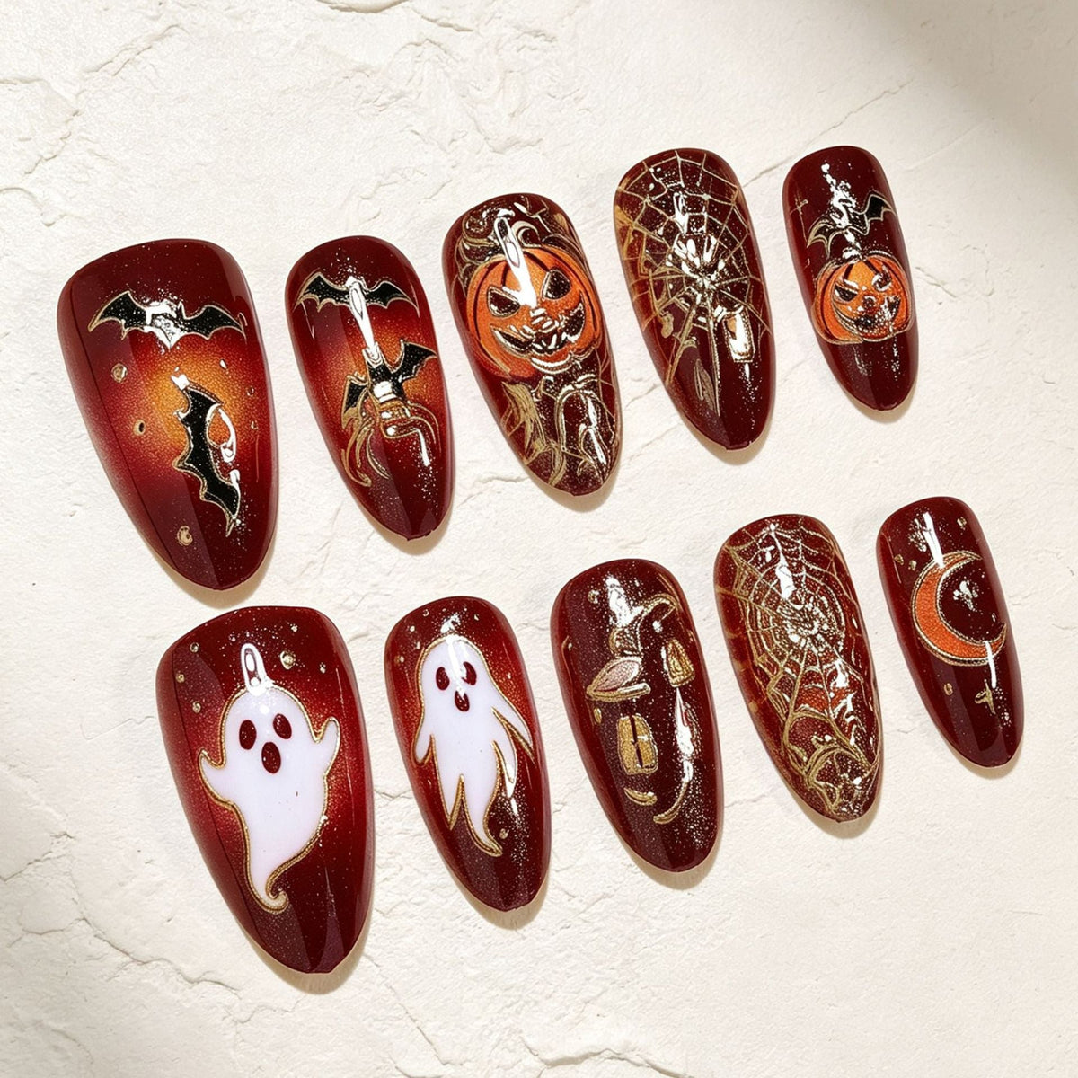Halloween Press-On Nails | Available in Nude, Boxed | Glue-Free Application in Minutes for Parties and Nights Out