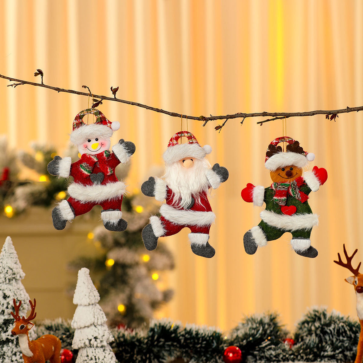 Hanging Santa Claus Ornament with a Cheerful Face | Vibrant Trim on Lightweight Material | Christmas Tree and Mantel Decorations