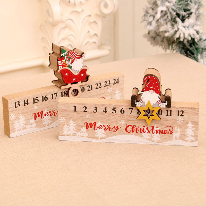Wooden Advent Calendar with Santa in a Sleigh and Numbered Blocks | Countdown Display for Shelves and Mantels | 2 Designs