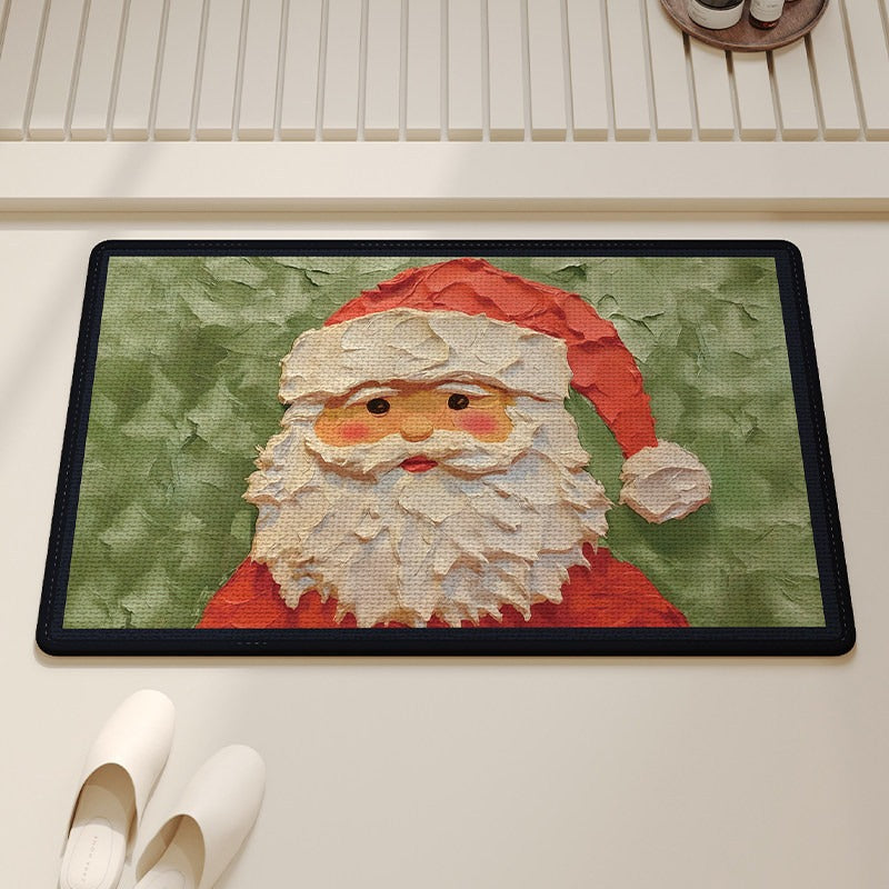 Gingerbread Christmas Door Mat with Snowflake Print | Non-Slip Weather Resistant Fibers | Indoor Outdoor Holiday Decor