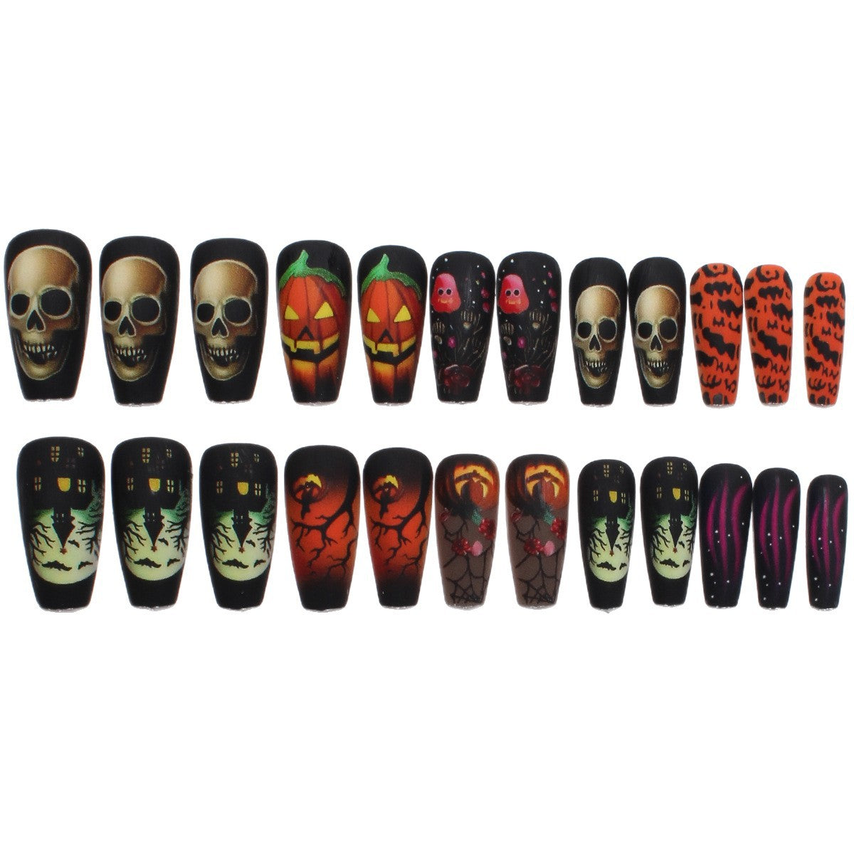 Halloween Press-On Nails | Available in White | Glue-Free Application in Minutes for Parties and Nights Out