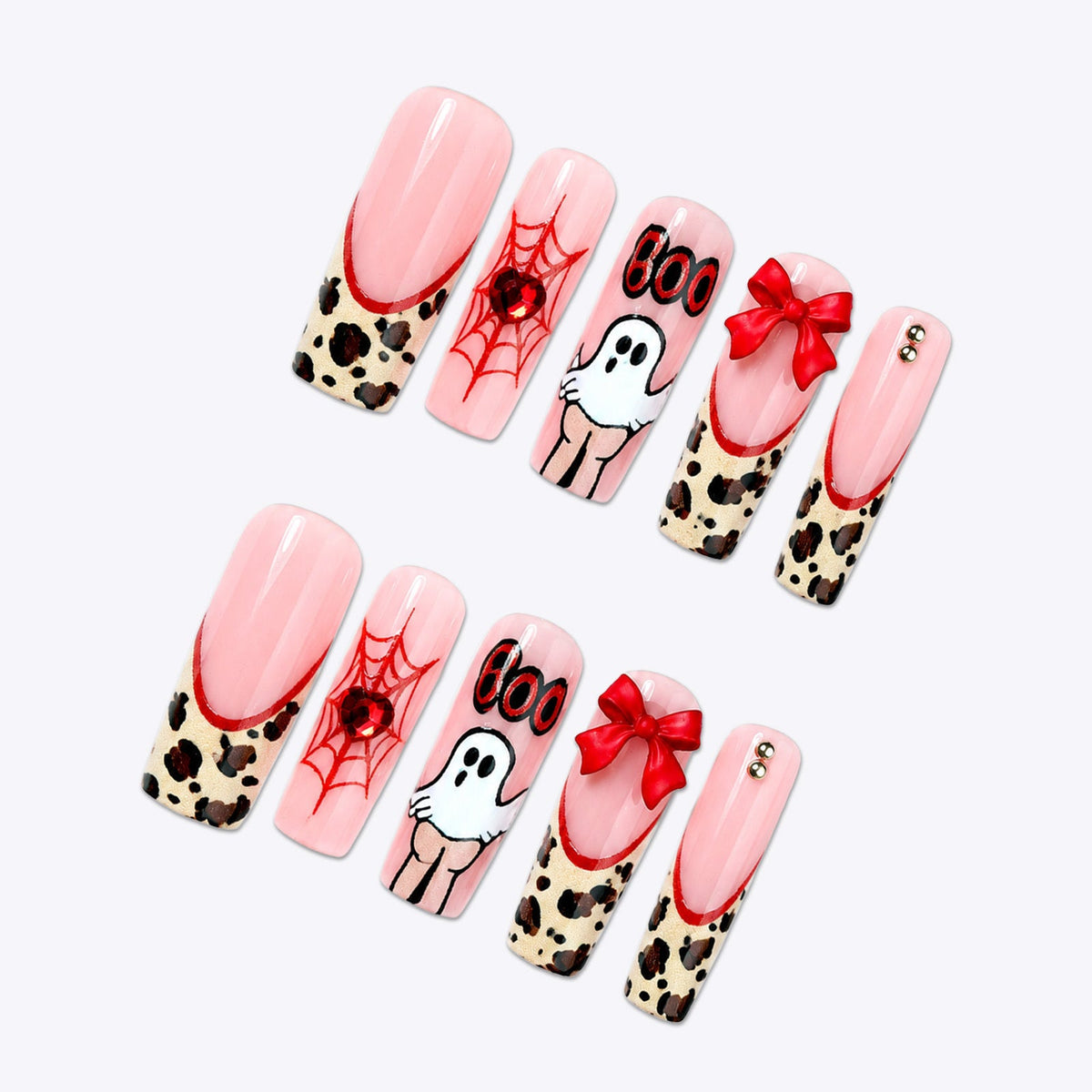 Halloween Ghost Press-On Nails | Available in Red | Glue-Free Application in Minutes for Parties and Nights Out