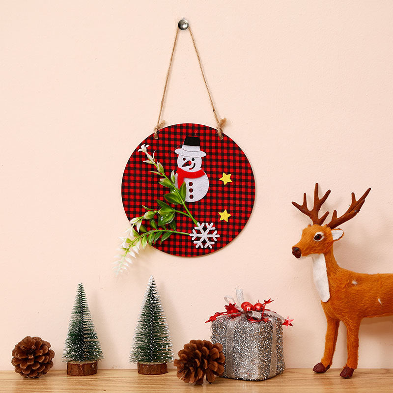 Christmas Wall Decor Sign with Merry Greeting and Greenery Accent | Rustic Round Plaque, Ready to Hang | Four Festive Designs