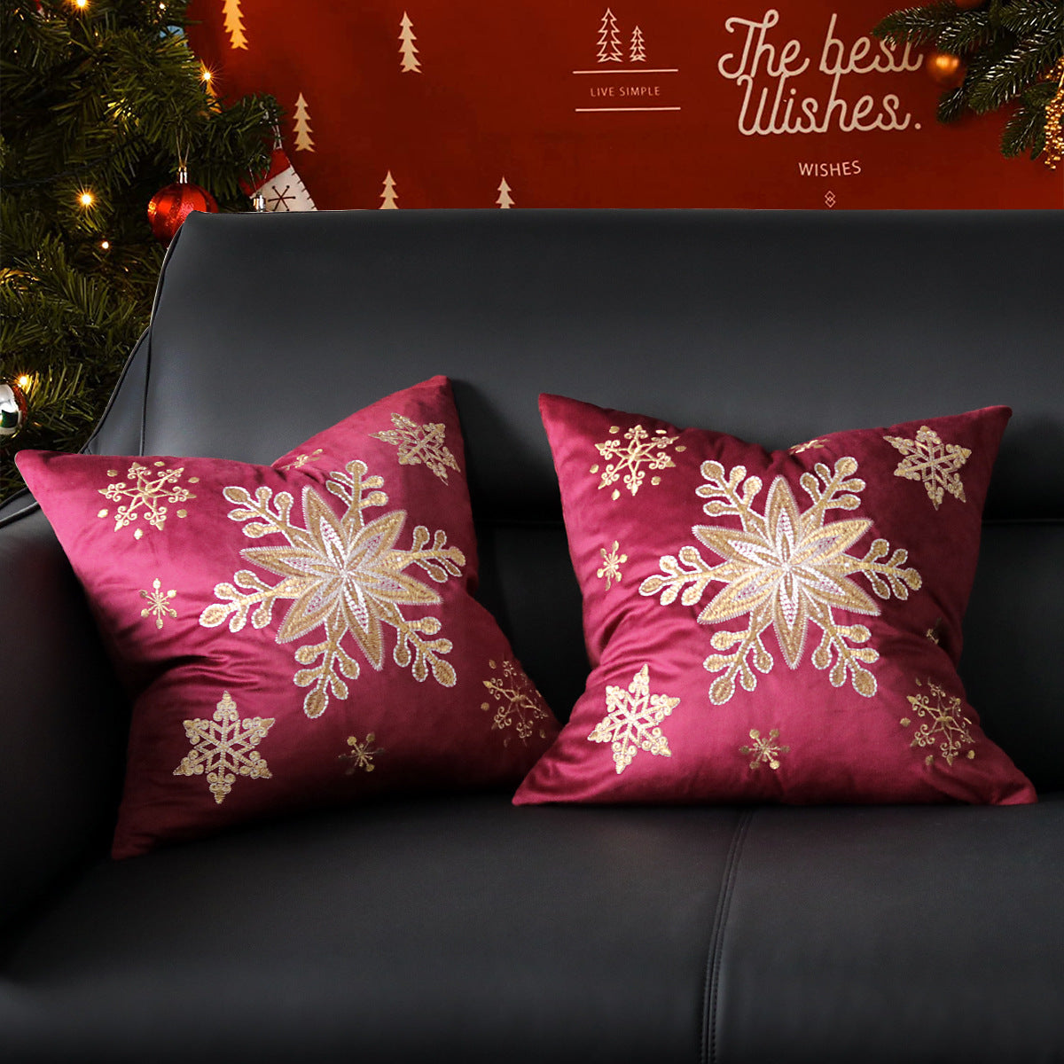 Christmas Living Room Throw Pillow Cover with Deer Silhouette | Removable Case with Discreet Zipper | 42 Designs, 17.72 x 17.72 in