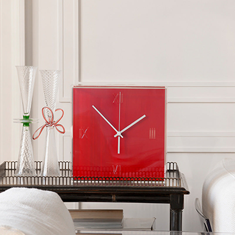 Square Wall Clock with Roman Numerals on a Contrasting Dial | Silent Movement and Light Build | 4 Colors