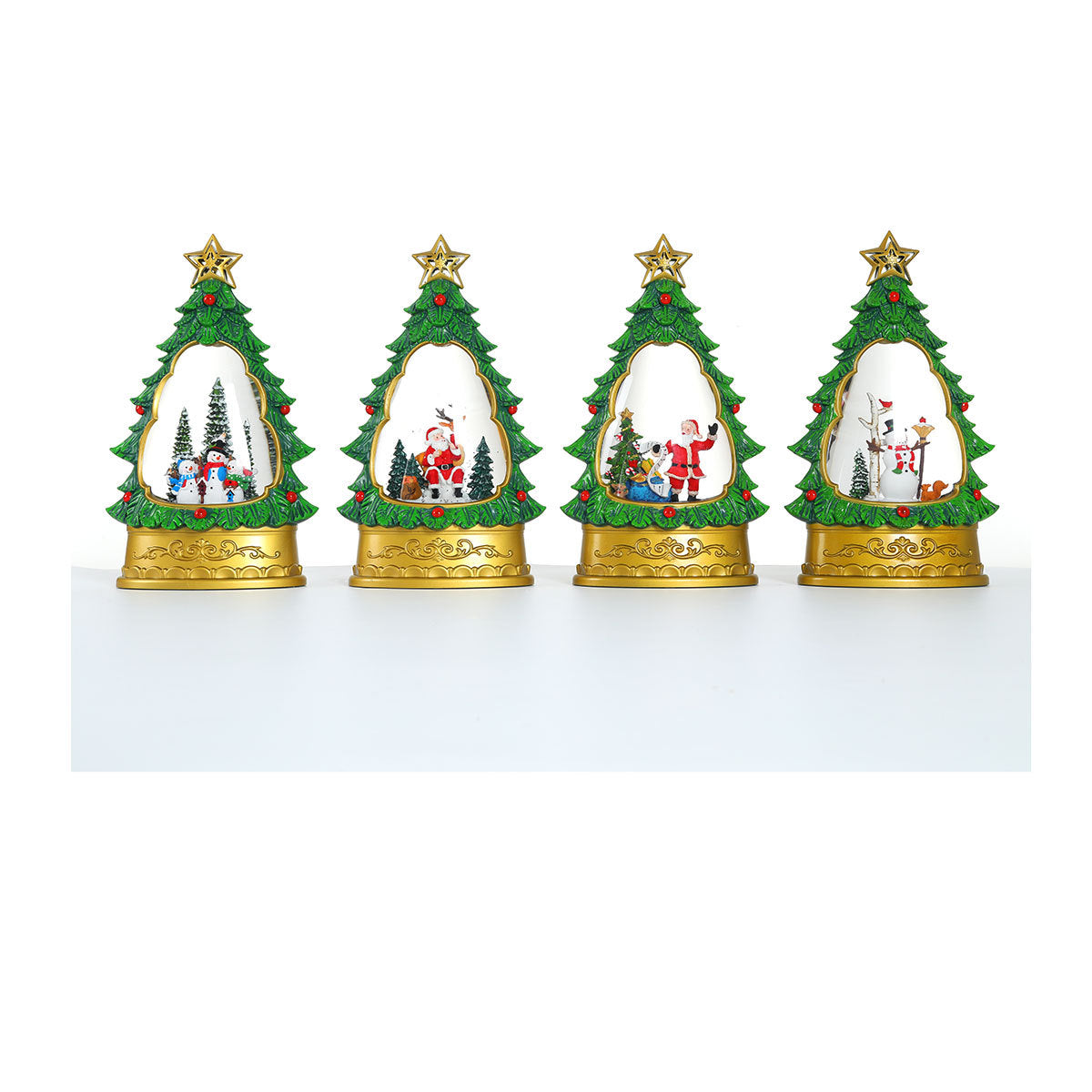 Snowman Inside a Lit Christmas Tree Dome | Star Topper and Painted Ornament Details | Warm LED Glow for Living Room Tables