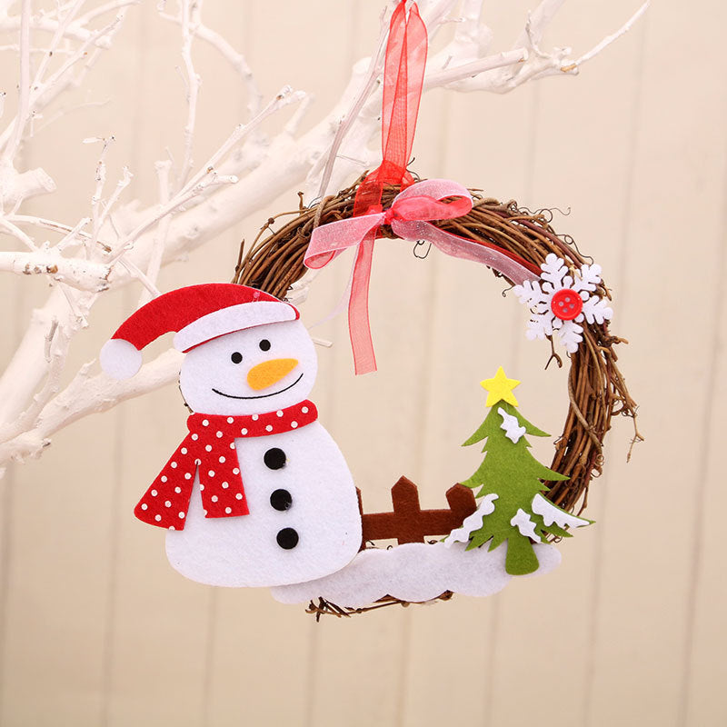 Christmas Wreath with a Felt Snowman on a Natural Twig Ring | Ribbon Hanger for Indoor or Outdoor Use | 4 Character Designs
