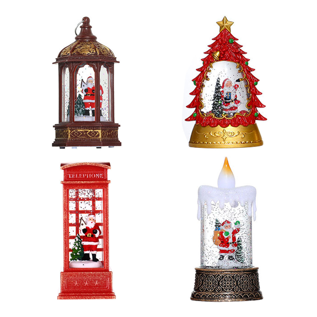 Snowman in a Red Telephone Box Figurine | Tabletop Christmas Decorations for Mantel Display | Lightweight, Easy to Move