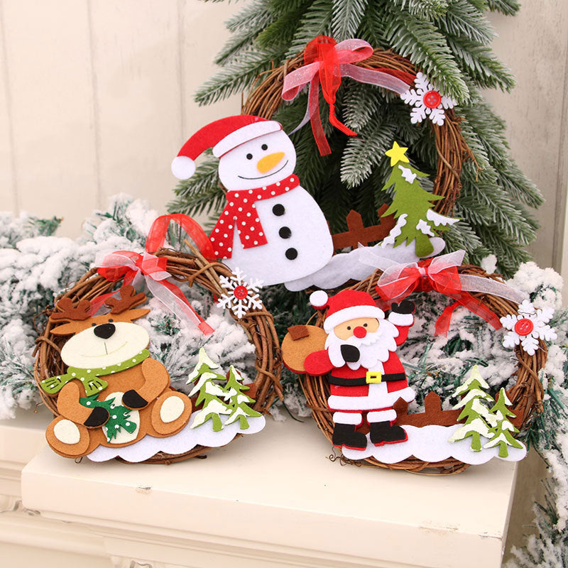 Christmas Wreath with a Felt Snowman on a Natural Twig Ring | Ribbon Hanger for Indoor or Outdoor Use | 4 Character Designs
