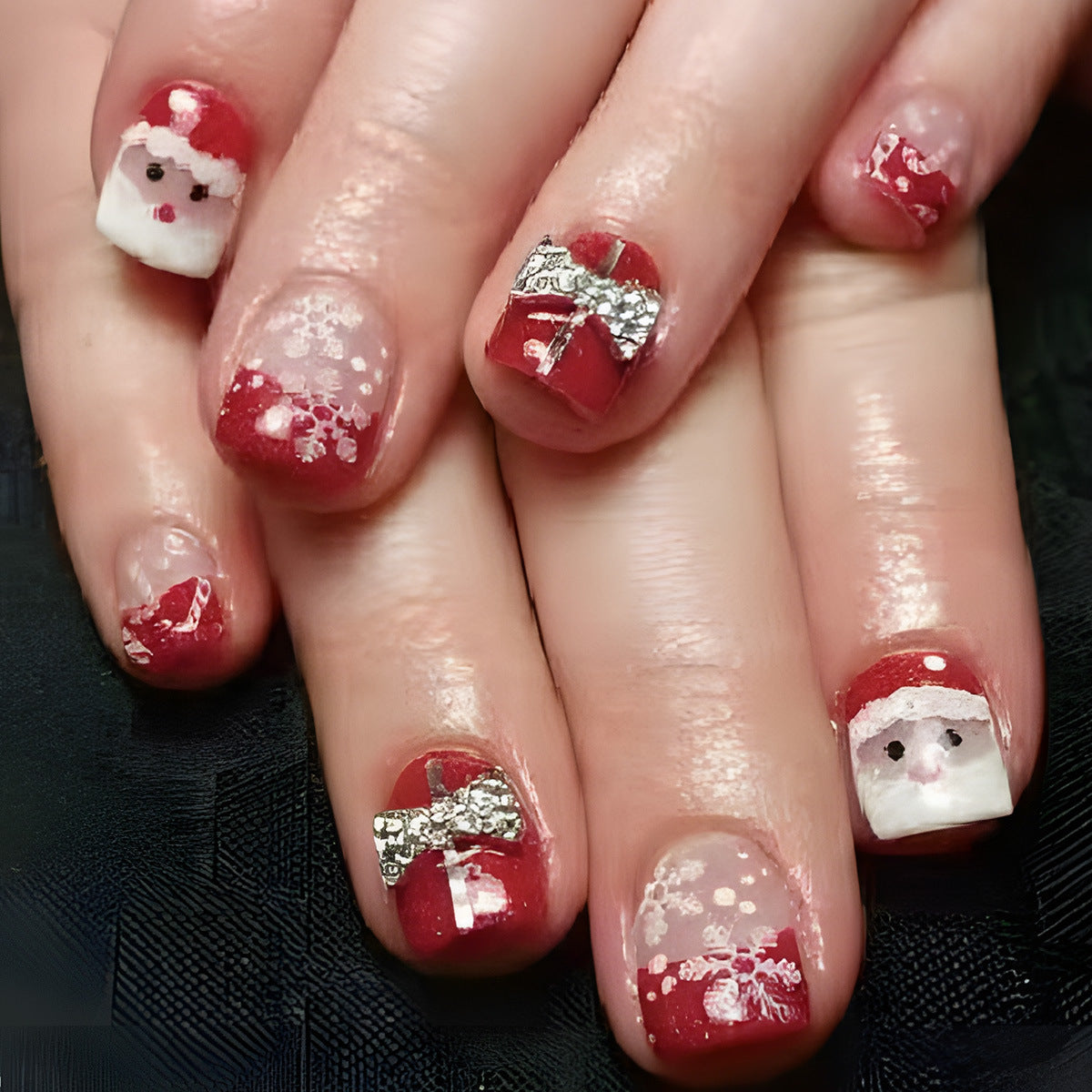 Santa Nails with Festive Christmas Motifs | Press On Nail Extensions for Winter | Easy Manicure for Holiday Parties