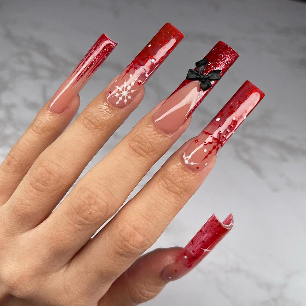 Glitter Christmas Nails in Acrylic | Press On Nail Set in Two Shades of Blue | Festive Xmas Manicure for Holiday Dinners