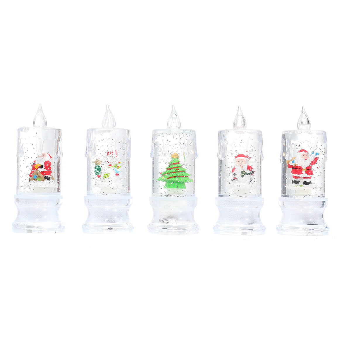 Christmas Candle Figure with a Santa Inside | LED Glow from Below the Base | Compact Holiday Decorations for Shelves
