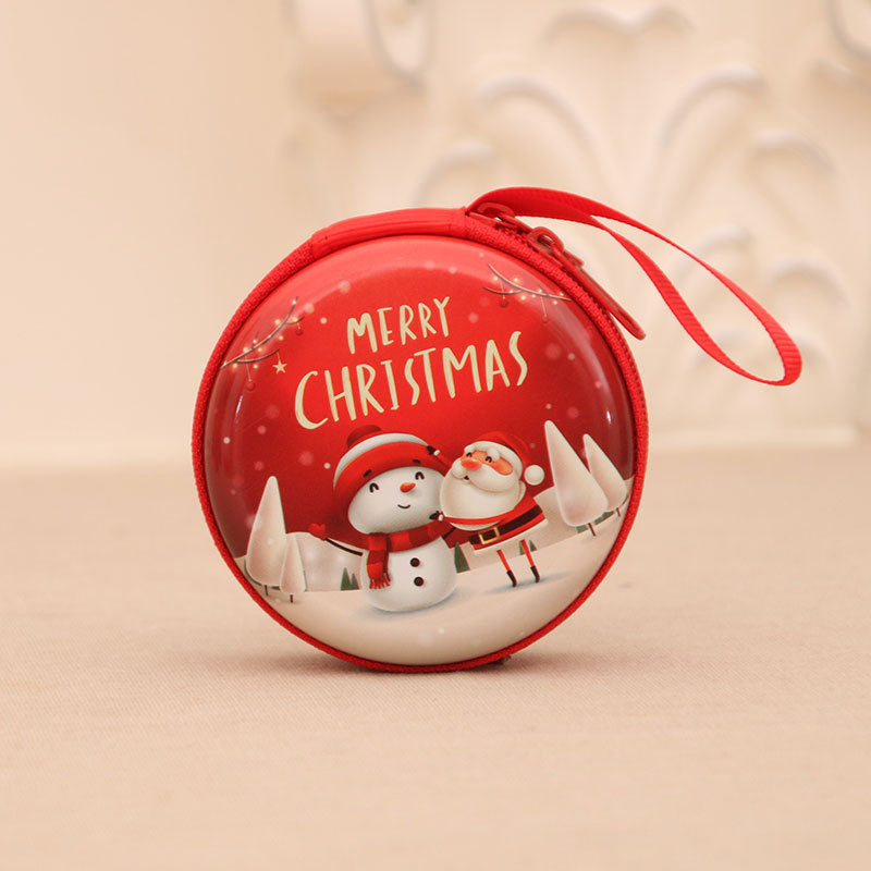 Christmas Snowman Coin Purse with a Festive Scene Print | Zip-Around Pouch with a Wrist Strap | Wipe-Clean Finish, 4 Designs