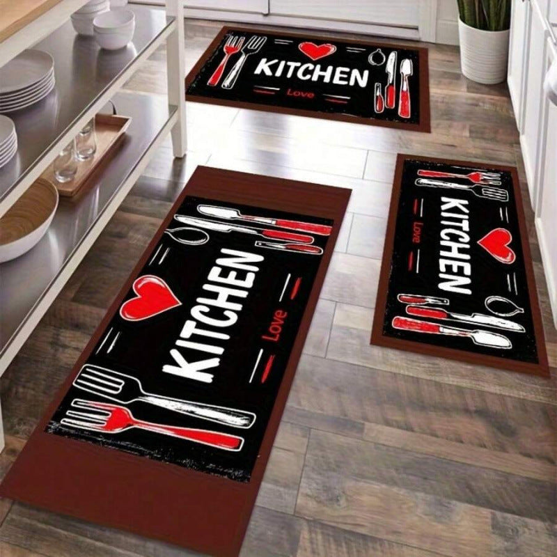 Christmas Kitchen Mat with a Merry Message | Festive Xmas Floor Rug in Black or Grey | Holiday Decor for Cooking Spaces