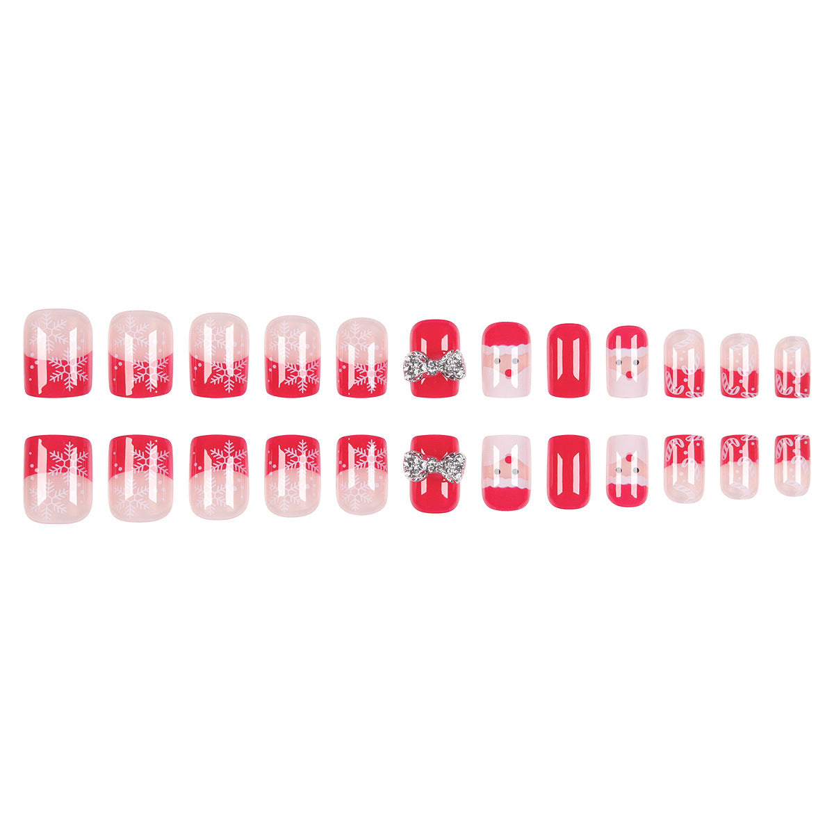 Santa Nails with Festive Christmas Motifs | Press On Nail Extensions for Winter | Easy Manicure for Holiday Parties