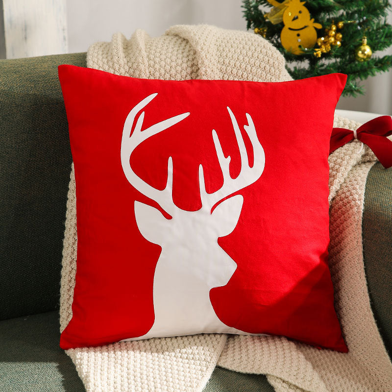 Christmas Living Room Throw Pillow Cover with Deer Silhouette | Removable Case with Discreet Zipper | 42 Designs, 17.72 x 17.72 in